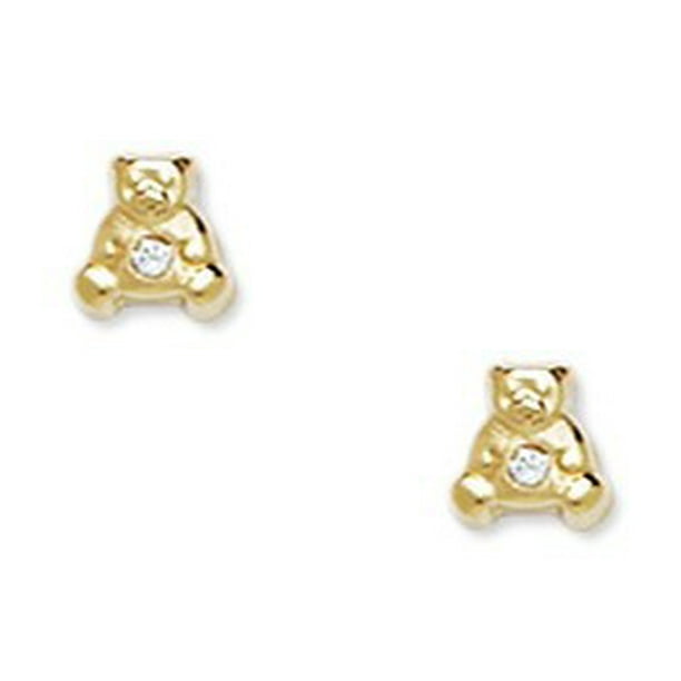 Jewels By Lux 14K Yellow Gold Post Screw Back Teddy Bear Womens Stud Earrings Jewels By Lux 14K Yellow Gold Post Screw Back Teddy Bear Womens Stud Earrings